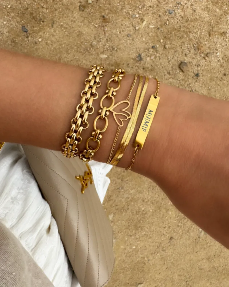 Finaste Platte snake armband dubbel goudkleurig Fashion