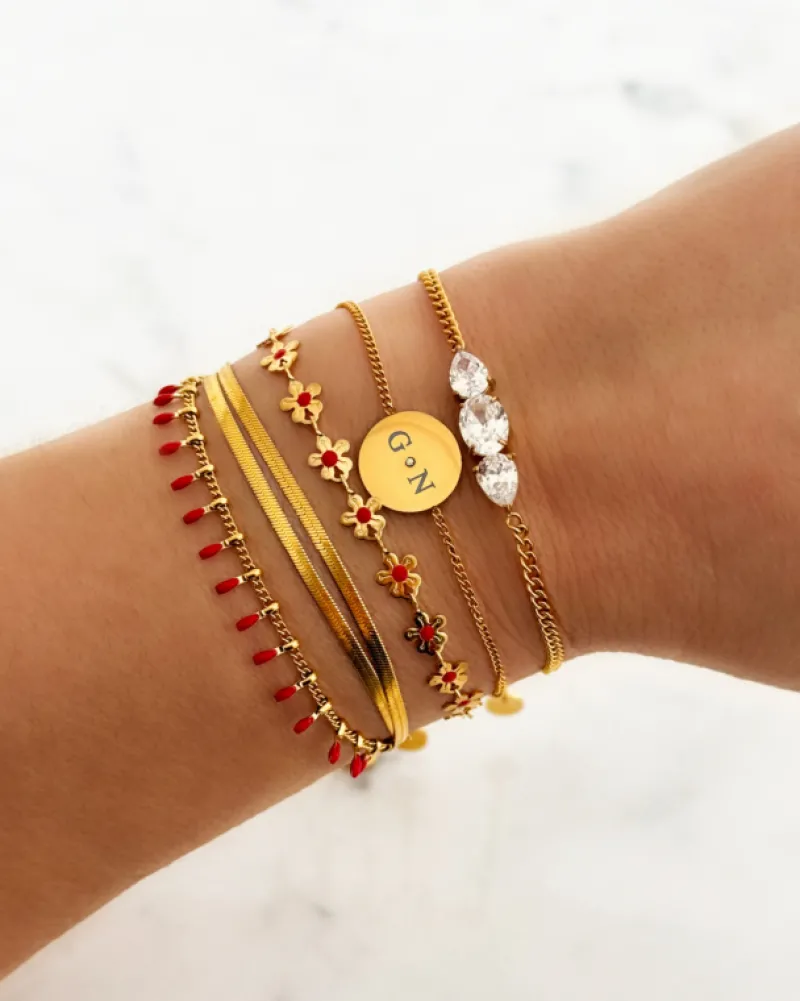 Finaste Platte snake armband dubbel goudkleurig Fashion