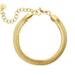 Finaste Platte snake armband goudkleurig Sale