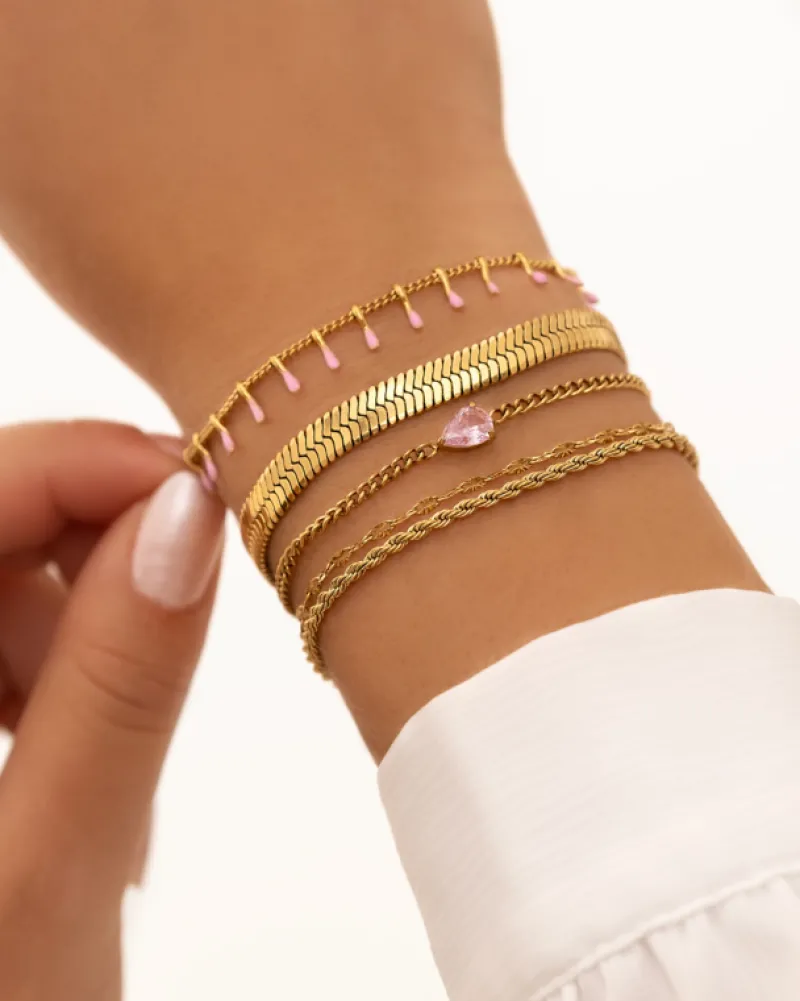 Finaste Platte snake armband goudkleurig Sale