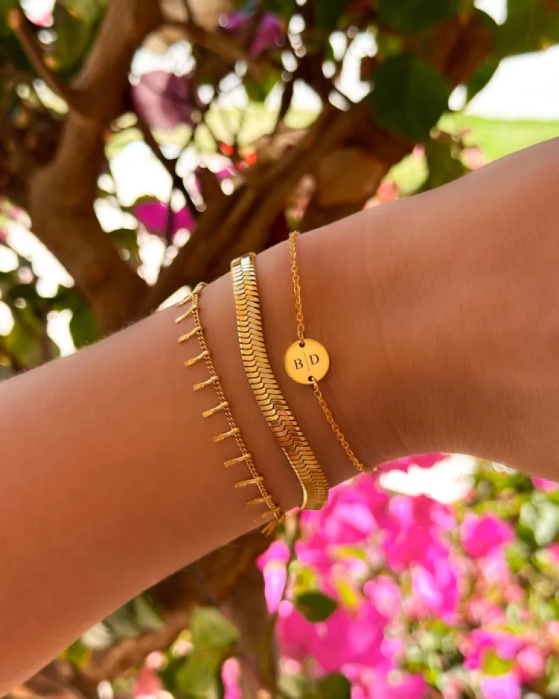 Finaste Platte snake armband goudkleurig Sale