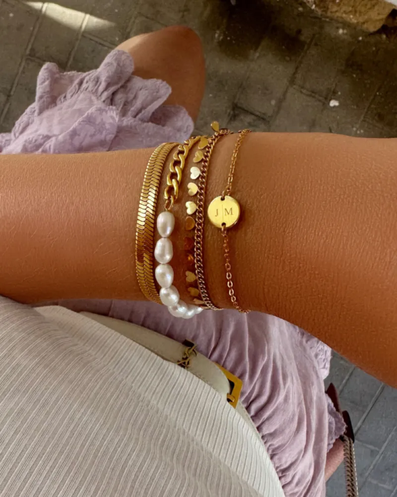 Finaste Platte snake armband goudkleurig Sale
