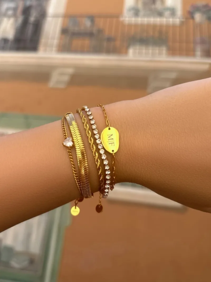 Finaste Platte snake armband goudkleurig Sale