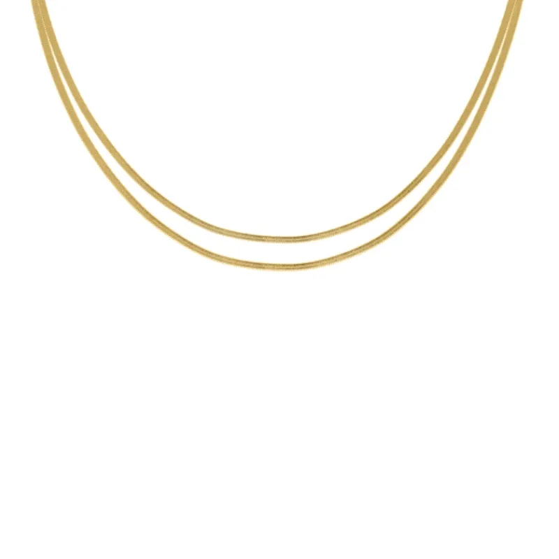 Finaste Platte snake ketting dubbel goudkleurig Online