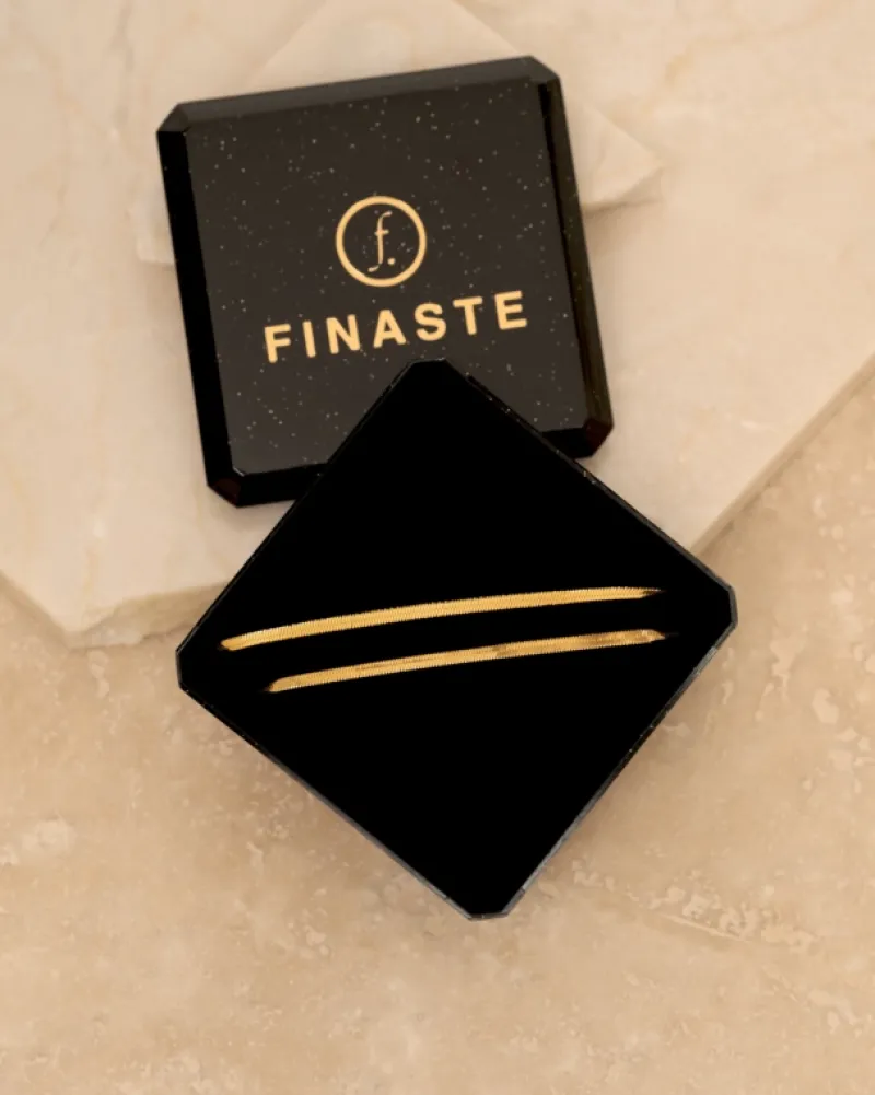 Finaste Platte snake ketting dubbel goudkleurig Online