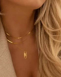 Finaste Platte snake ketting dubbel goudkleurig Online