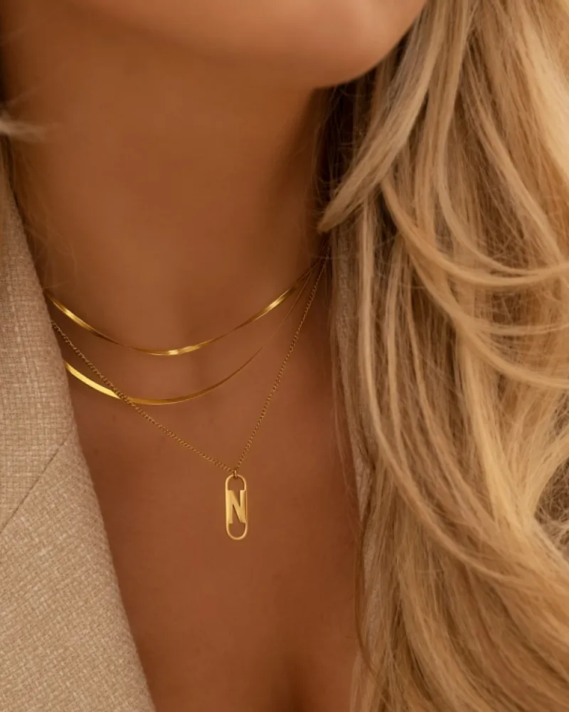Finaste Platte snake ketting dubbel goudkleurig Online