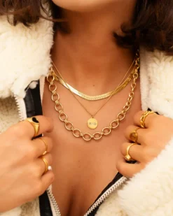 Finaste Platte snake ketting goudkleurig Best