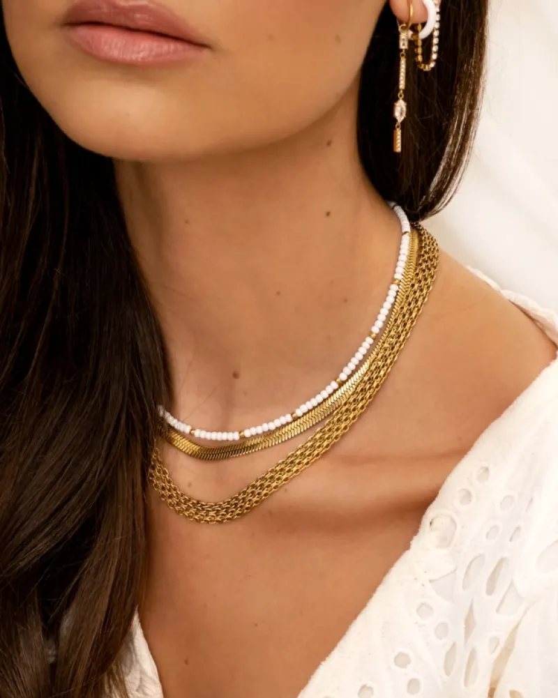 Finaste Platte snake ketting goudkleurig Best