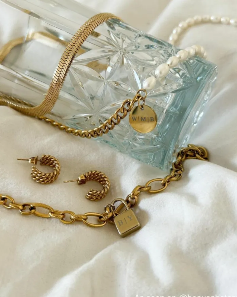 Finaste Platte snake ketting goudkleurig Best