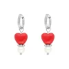 Finaste Red heart & pearl earrings Outlet
