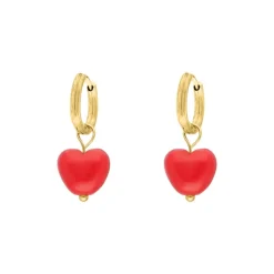 Finaste Red heart earrings goudkleurig Sale