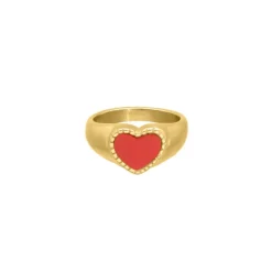 Finaste Red Influencer Heart Ring Goudkleurig Sale