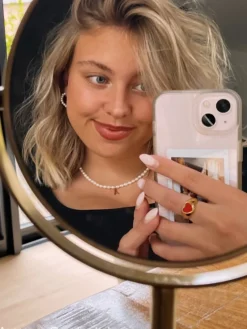 Finaste Red Influencer Heart Ring Goudkleurig Sale