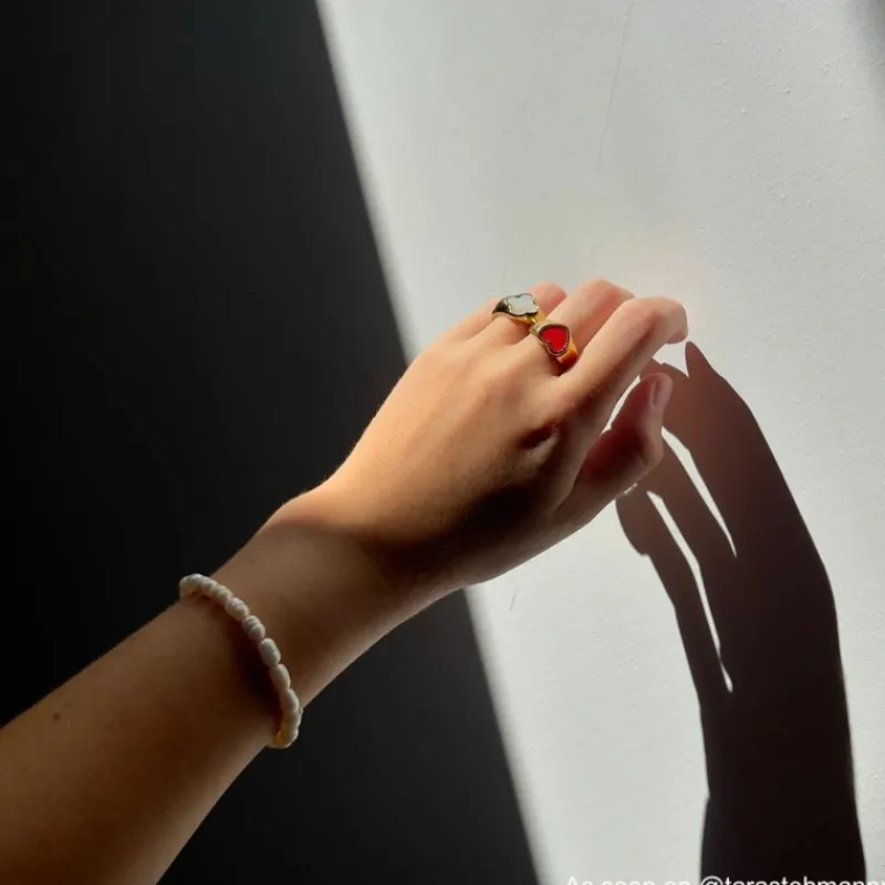 Finaste Red Influencer Heart Ring Goudkleurig Sale