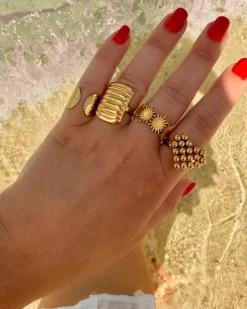 Finaste Ring chunky striped goudkleurig Outlet