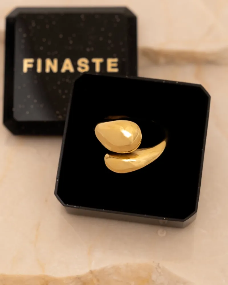 Finaste Ring chunky teardrops goldplated Discount