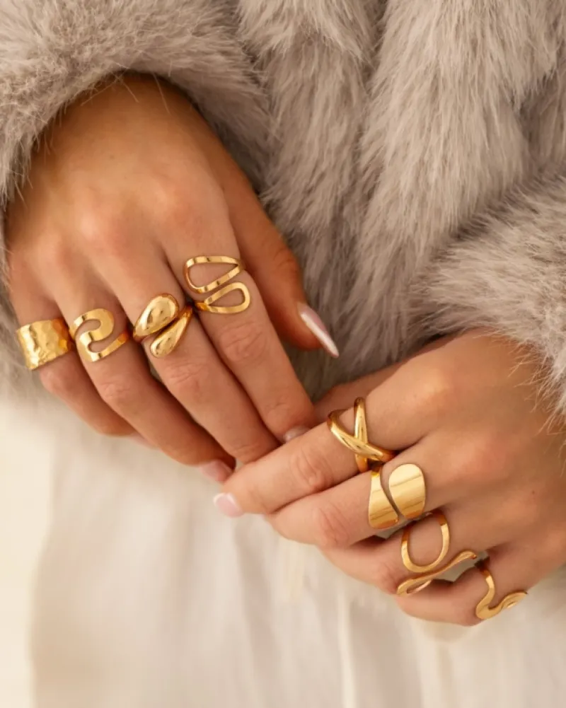 Finaste Ring chunky teardrops goldplated Discount