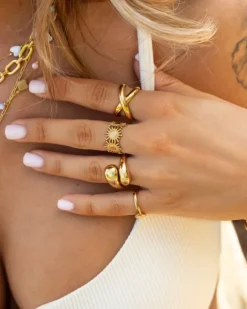 Finaste Ring chunky teardrops goldplated Discount