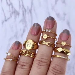 Finaste Ring geometrische print goud kleurig Outlet