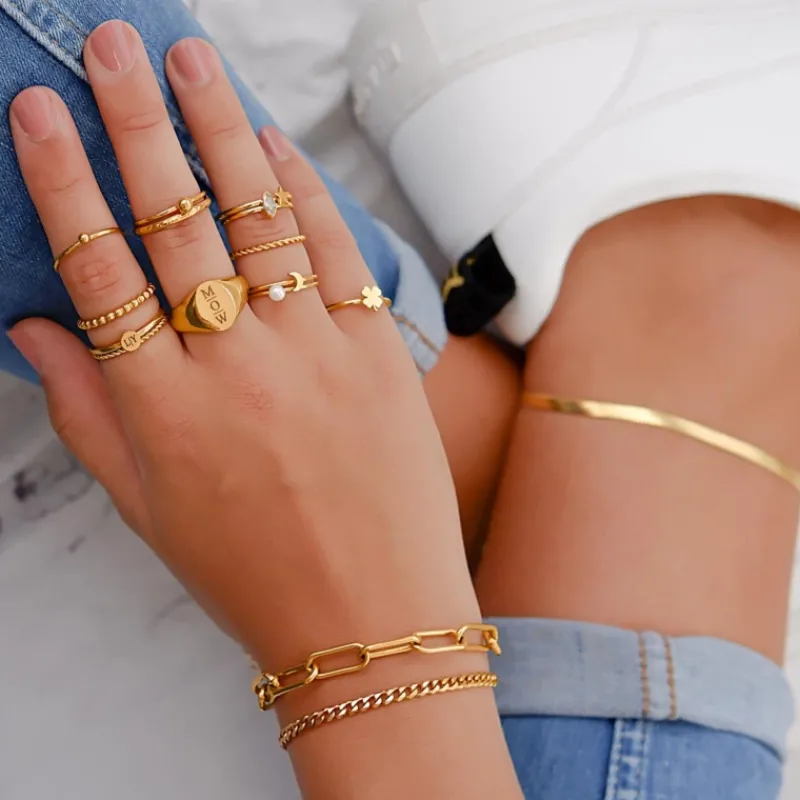 Finaste Ring met bolletje groot Goud kleurig Discount