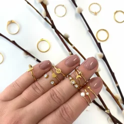 Finaste Ring met bolletje groot Goud kleurig Discount