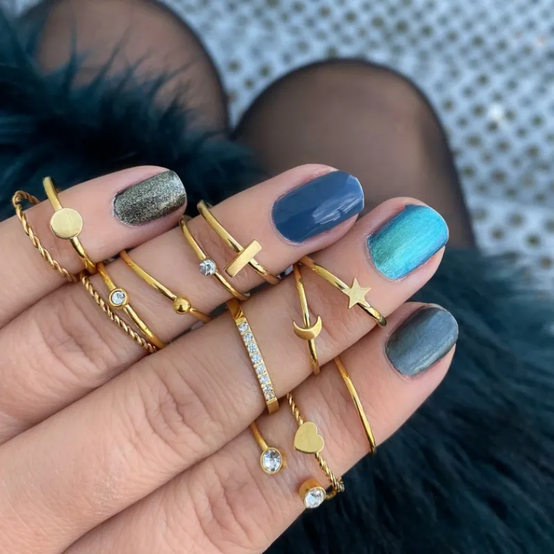 Finaste Ring met bolletje klein goud kleurig Sale