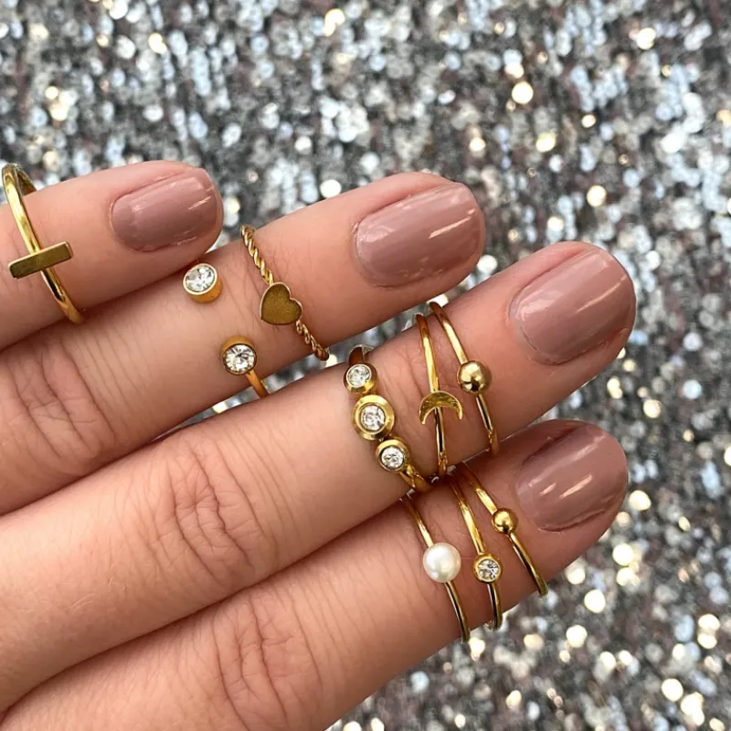 Finaste Ring met bolletje klein goud kleurig Sale