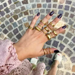 Finaste Ring met Golven Goud kleurig Discount