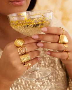 Finaste Ring met golven kleur goud Fashion