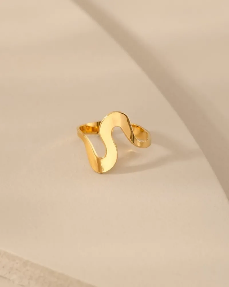 Finaste Ring met golven kleur goud Fashion