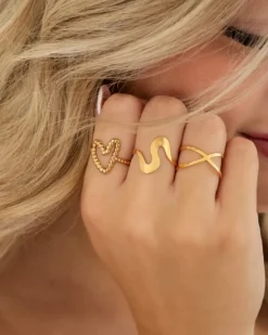 Finaste Ring met golven kleur goud Fashion