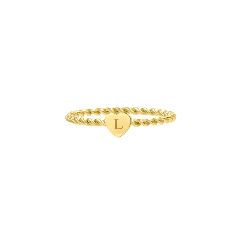 Finaste Ring met graveerbaar hartje goud kleurig Clearance