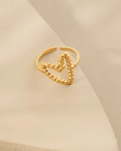 Finaste Ring met hartje bolletjes goudkleurig Fashion