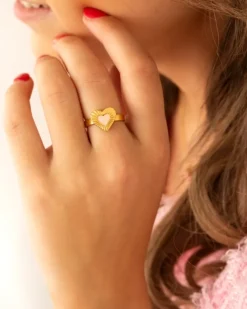 Finaste Ring met hartje roze goudkleurig Hot