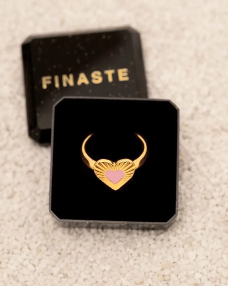 Finaste Ring met hartje roze goudkleurig Hot