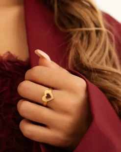Finaste Ring met hartje vintage goudkleurig Outlet
