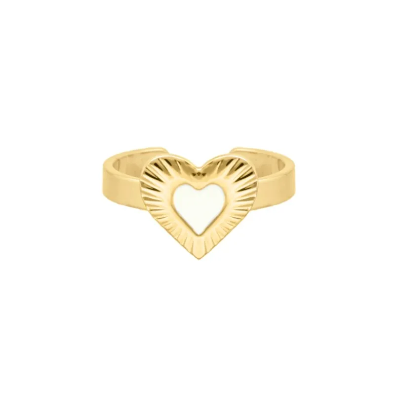 Finaste Ring met hartje wit goudkleurig Sale