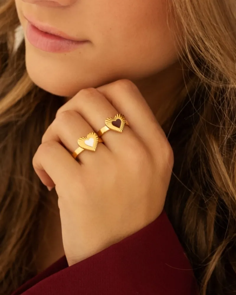 Finaste Ring met hartje wit goudkleurig Sale