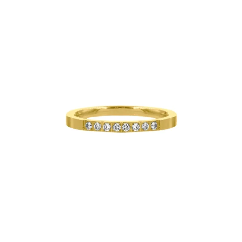 Finaste Ring met steentjes goud kleurig Outlet