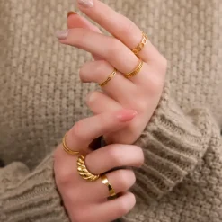 Finaste Ring Open Chain Kleur Goud Outlet