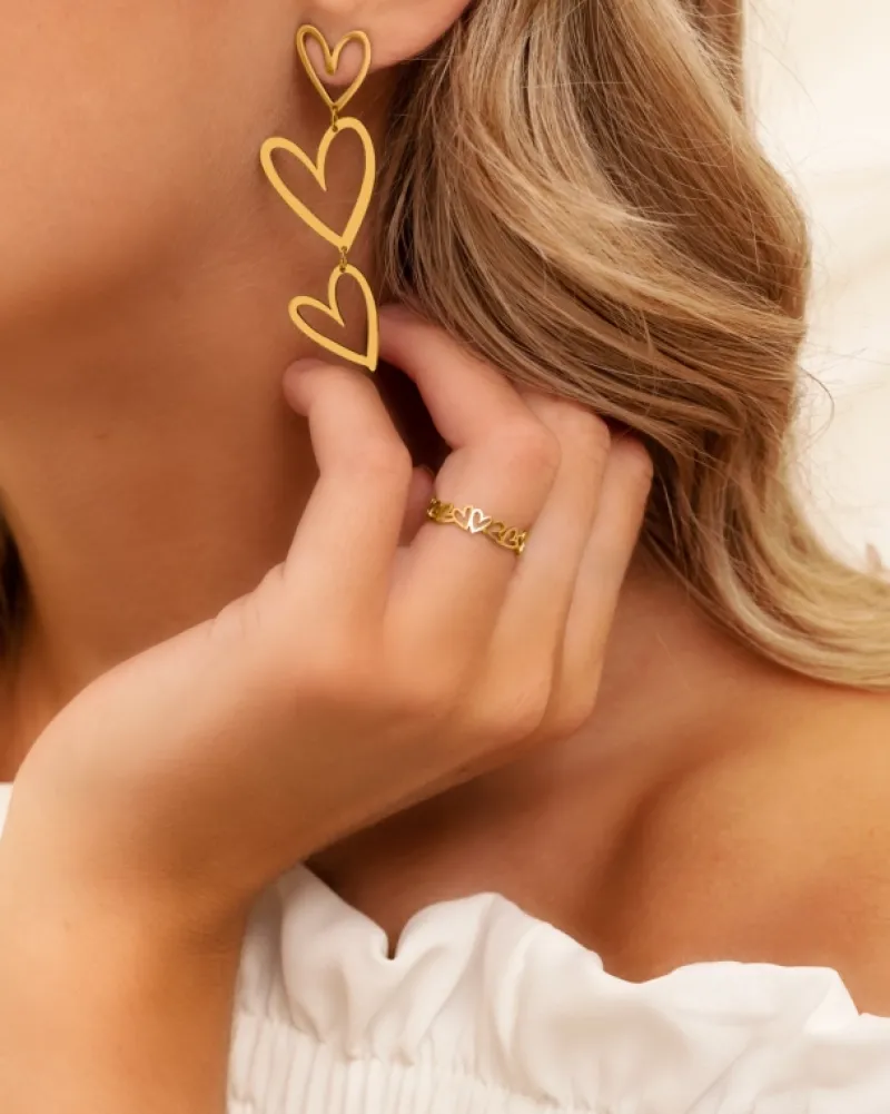 Finaste Ring open hearts goldplated Fashion