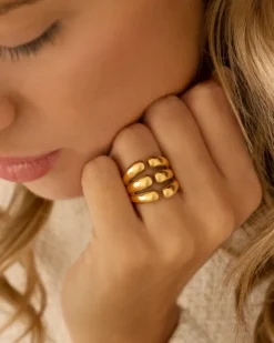 Finaste Ring triple drops goudkleurig Sale