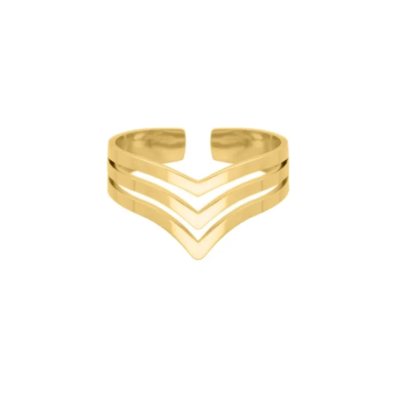 Finaste Ring triple V goudkleurig Discount