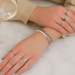 Finaste Ring Waves Kleur Zilver Fashion