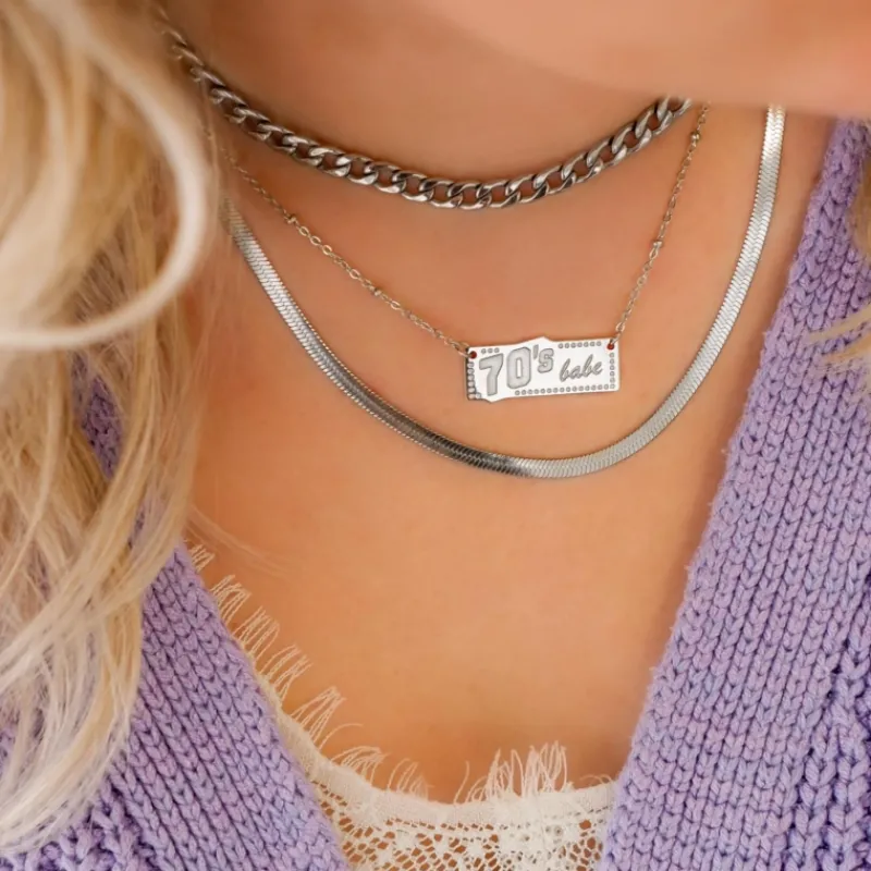 Finaste 70's babe ketting kleur zilver Fashion