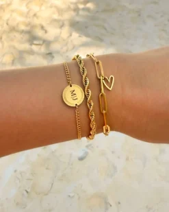 Finaste Schakelarmband gedraaid goudkleurig Best