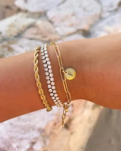 Finaste Schakelarmband gedraaid goudkleurig Best
