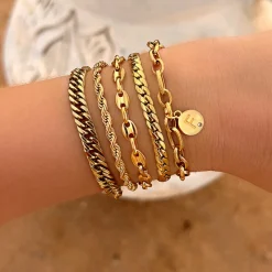 Finaste Schakelarmband gedraaid goudkleurig Best