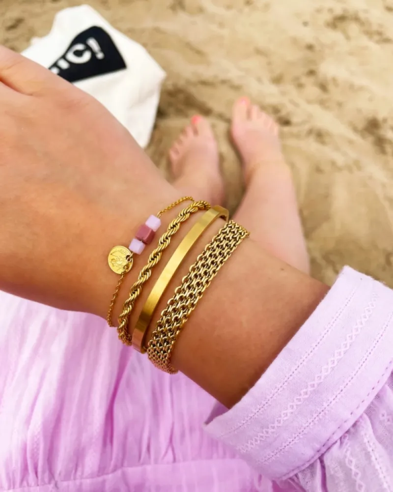Finaste Schakelarmband gedraaid goudkleurig Best